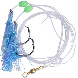 Shaddock Fishing Rigs - 15 Packs Fishing rigs, Freshwater Saltwater Fishing Flasher Lures Baits Hooks with Luminous Beads, Fish Skin & Barrel Swivel