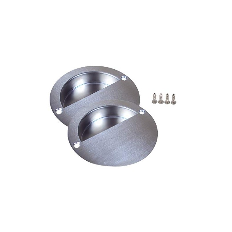 2X Polished Stainless Steel Door Handle Flush Recessed Pull Satin