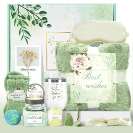 Women's Self Care Gift Basket with Luxury Flannel Blanket & Rose Scented Spa Set - Relaxing Birthday Gifts for Women, Get Well Soon Present for Her, Mother's Day Gift for Mom, Wife, Girlfriend