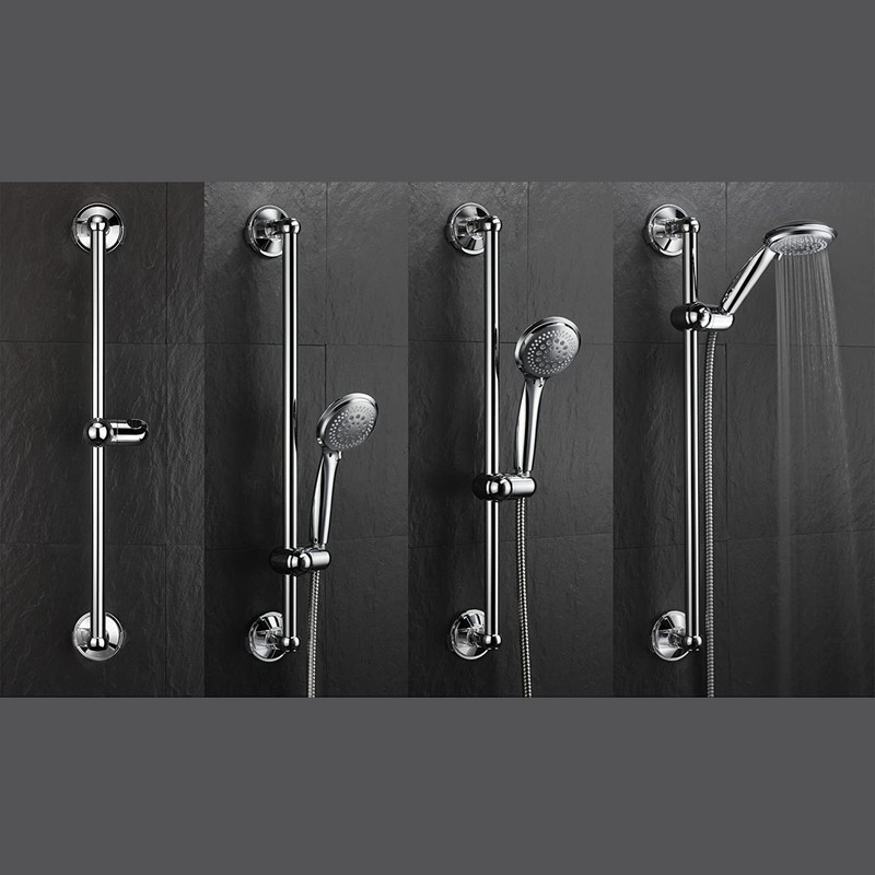 Shower Slide Rail Set 360° Rotation Adjustable Height with 1.5m
