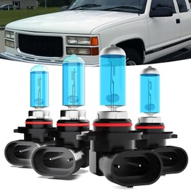 TTDBDAN Halogen Headlights Fit for GMC Sierra 1996-1998 Headlight Bulbs,9005/HB3/H10 High Beams +9006/HB4 Low Beams Bright Front Lights, Plug And Play, Pack of 4