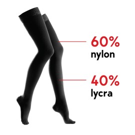 Lauma Medical, 23-32 mmHg Medical Compression Stockings Class 2 with Lace Stripes, Varicose Veins, Common Swelling in the Legs, Calves and Feet Pain, black