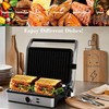 MUBENLIFE Panini Press, Electric Sandwich Press Grill, Open 180 Degrees,