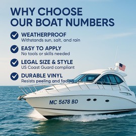 2 Boats Decals with Boat Numbers and Letters - Durable Number Stickers and Boat Registration Numbers in Vinyl Decal for Jet Ski, Boat