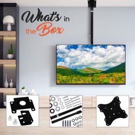 Pyle Adjustable Height TV Ceiling Mount - Swivel and Tilting Vertical VESA Universal Mounting Bracket, Mounts 14 to 42 Inch HDTV, LED, LCD, Plasma, Flat Screen Television Up to 30 KG - Pyle PCTVM15