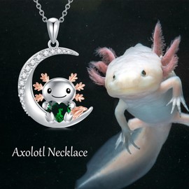 PROESS Axolotl Necklace 925 Sterling Silver May Birthstone Necklace Axolotl Jewelry Axolotl Animal for Women Daughter Axolotl Lovers