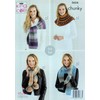 King Cole 5624 Knitting Pattern Ladies Hat Cowl Wrap Scarves