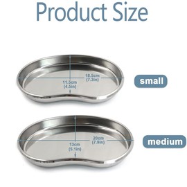 YFHUVB 2 Pcs Stainless Steel Kidney Tray, Stainless Steel Large Curved Instrument Tray for Medical Use, Reusable Metal Kidney Dish Kidney Practical Tray Curved Instrument Tray for Tattoo Instrument Supplies