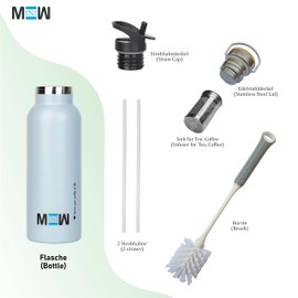 MINIW Stainless Steel Water Bottle 500 ml for Children & Adults Leak-Proof & BPA-Free Metallic Water Bottle for Indoor & Outdoor Activities, Gray 0.5L