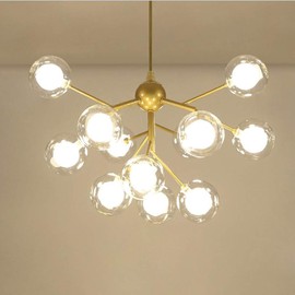 Dellemade DD00134B Plug in Sputnik Chandelier 12-Light Pendant Light with 16 ft Cord Bulbs Included,Black (Gold)