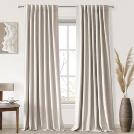 UHITECH Linen Blackout Curtains 80 Inch Length 2 Panels Set Thermal Curtains for Living Room Black Out Curtains for Bedroom Nursery Modern Farmhouse Room Darkening Curtains(Oatmeal, 52W x 80L)
