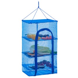 Astro Polyethylene Dried Eggs, Blue, 3 Tiers, Dried Vegetable Net, All-Purpose Dry Net, Dry Net, Dried Food, Foldable, Approx. 11.8 x 9.8 x 18.9 inches (30 x 25 x 48 cm)