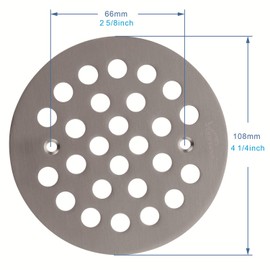 VOURUNA 4-1/4Inch（108mm Screw-in Shower Strainer Drain Cover Replacement Floor Strainer Floor Drain (Brushed Nickel)
