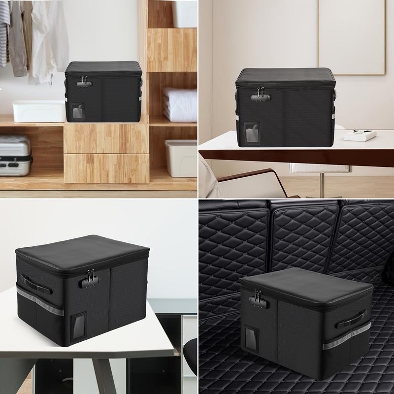 1 Pack Fireproof Document Box With Lock, Portable File Safe