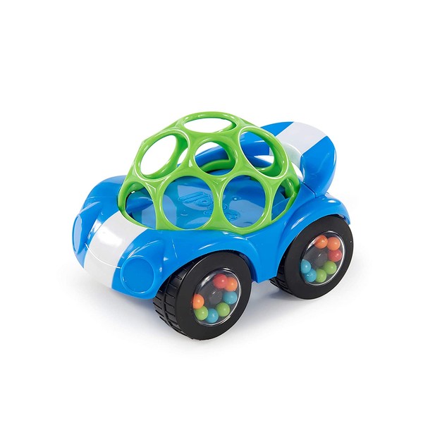 Bright Starts Oball Rattle & Roll Sports Race Car Toy Push and Go Vehicle, Easy Grasp, Ages 3 Months +