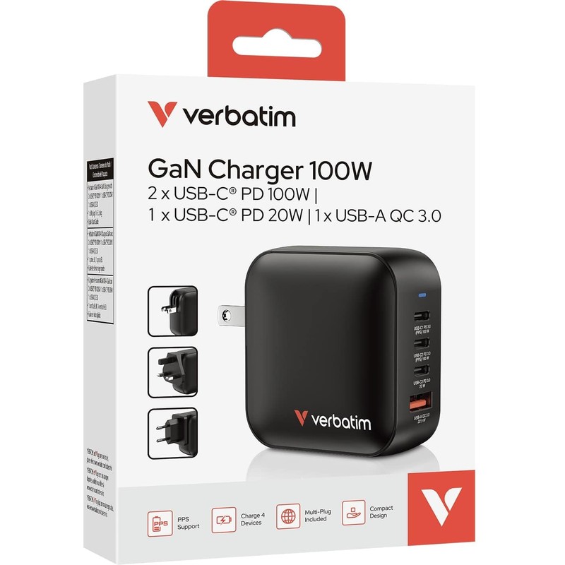Verbatim Mini GaN USB Charger 100 W 1 x USB-A,