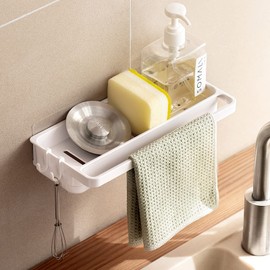 Toski Sink Organiser Hanging No Drilling Sponge Holder Sink White Sink Dish Towel Holder