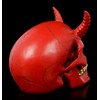 Figuren Shop GmbH Gothic-Teufels-Totenkopf mit Hörner - Roter Dämon |