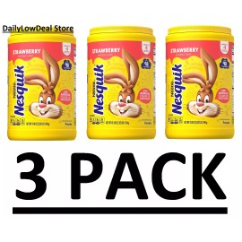 Nesquik 3 PACK - Nesquik Strawberry Powder Drink Mix 41.9 oz (Total 125.7 oz) FREE SHIP
