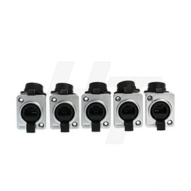 HangTon - Soporte de panel resistente al agua RJ45 Conector Ethernet Cat5e Socket Feedthrough Chasis Receptáculo (5 unidades, enchufe)