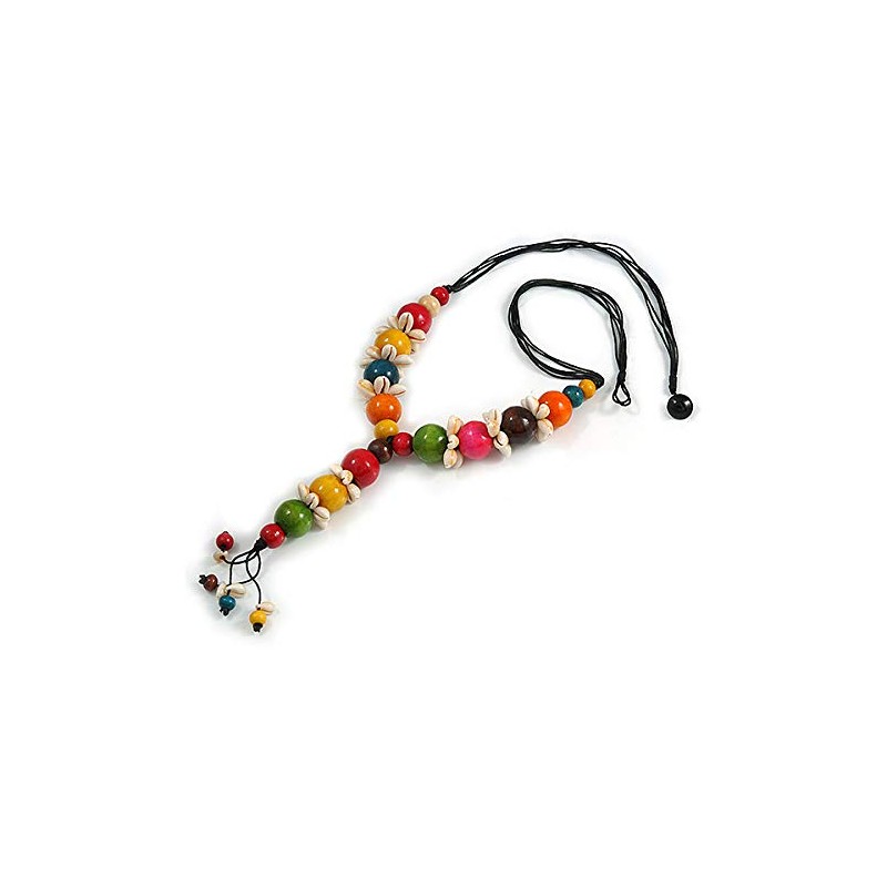 Avalaya Y-Shape Multicoloured Round Wood Bead with Sea Shell Element