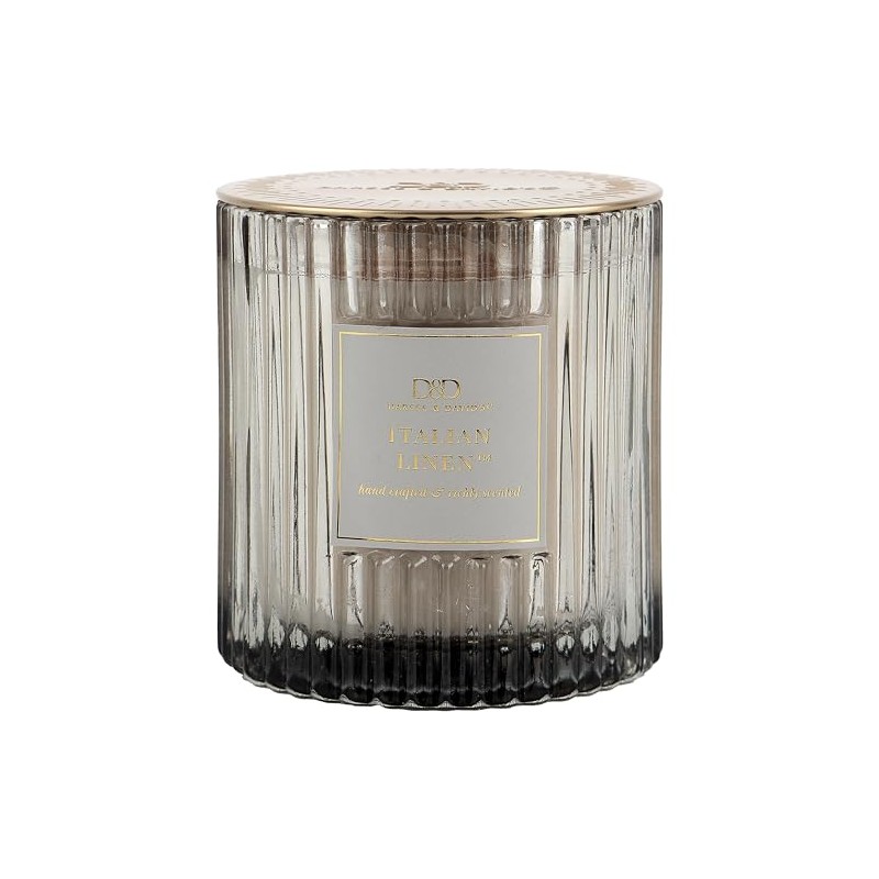 Darsee & David's, Italian Linen Ribbed Candle, 10 Ounces