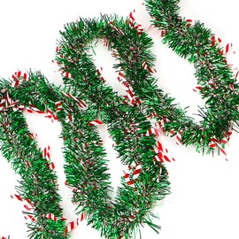 HBell 10 Meters Christmas Tinsel Garlands Christmas Chunky Tinsel Xmas Metallic Twist Garland Xmas Tinsel Hanging Decoration for Christmas Tree Decorations Wedding Party Supplies (green)