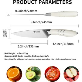 MAD SHARK Paring Knife 5 Inch Ultra Sharp Fruit Knife, Small Kitchen Knife, German molybdenum-vanadium Stainless Steel, Ergonomic Handle Design, Chopping Knife for Precise Cutting, Peeling, Slicing