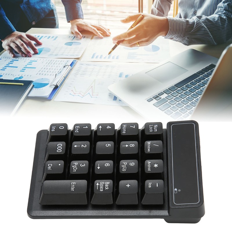 Wireless Number Pad Black 19 U Shaped Keys BT4.0 Battery