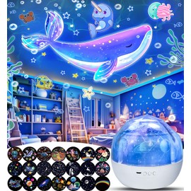 21 Sets of Films, Night Light Projector for Kids Bedroom, Star Projector Night Lights for Kids Baby Girls with 360 Rotating, Birthday, Christmas, Nursery, Room Decor