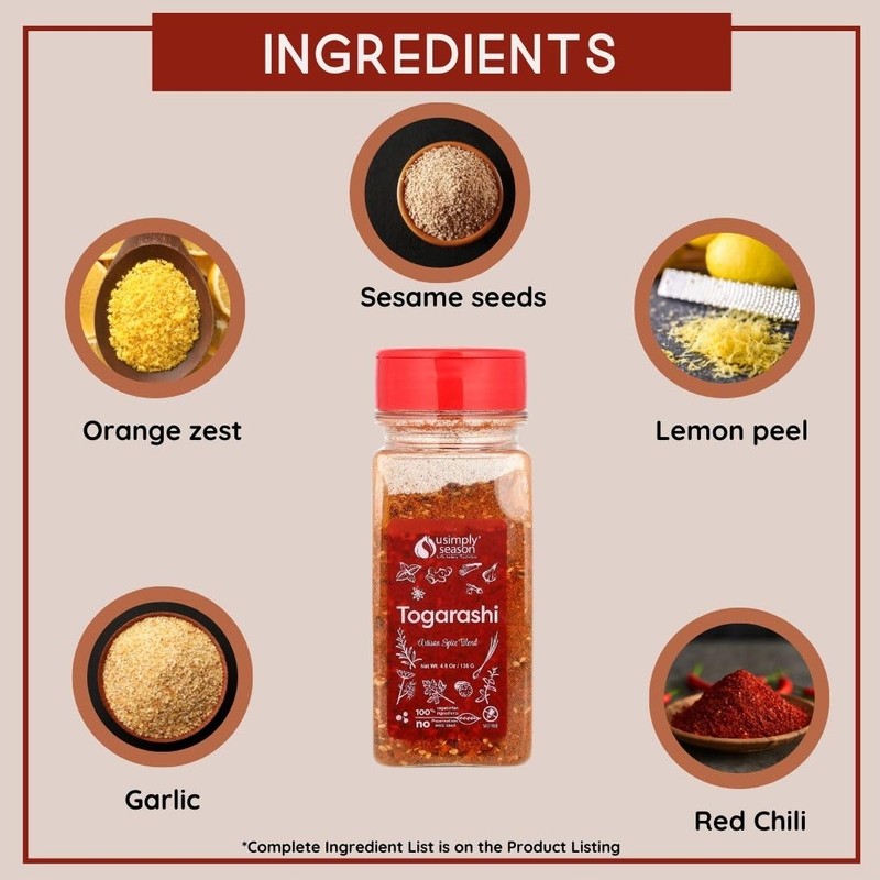 USimplySeason Togarashi Spice (4.8 oz) - Japanese-Inspired Flavor for Culinary