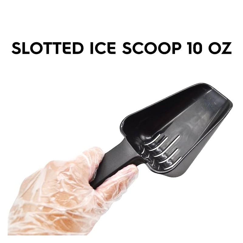 2 Pack Drainage Plastic Utility Ice Scoop 10 ounces Black,