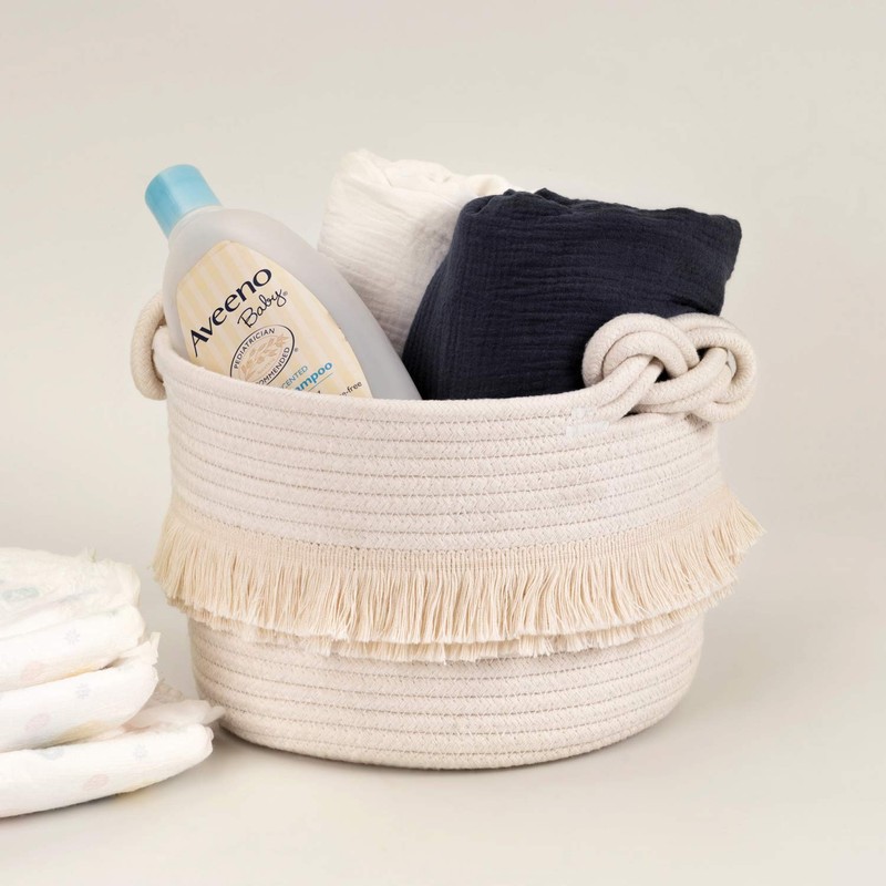 TIMEYARD TIMEYARD Small Woven Storage Baskets Cotton Rope Decorative Hamper