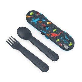 Bentgo® - Juego de utensilios de plástico para niños, tenedor, cuchara y estuche de almacenamiento, sin PFAS y BPA, asas de fácil agarre, ligeras, apt