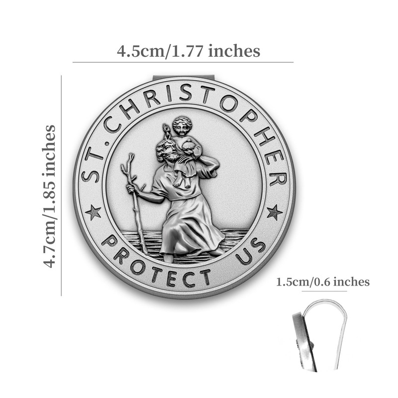 Anwlki St Christopher Medal for Car Saint Christopher Visor Clip