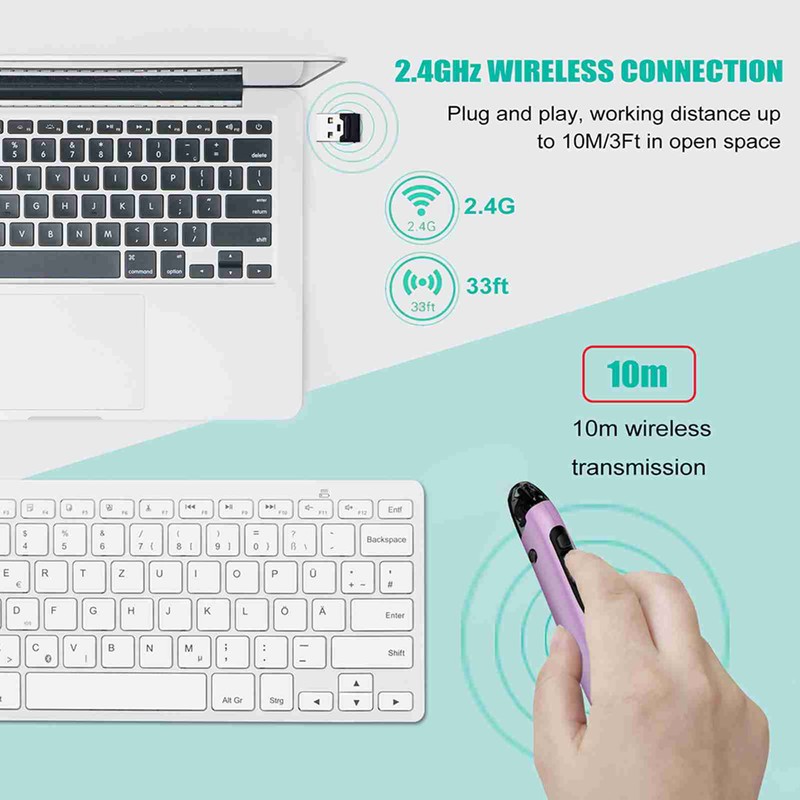Wireless Optical Pen Mouse USB Dual BT Mode 800/1200/1600DPI Adjustable