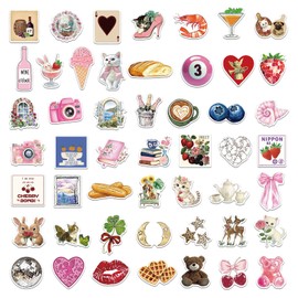 50Pcs Y2K Stickers, Cyber Trend Stickers Vinyl Waterproof Sticker for Laptop, Guitar, Water Bottle, Birthday Gifts for Girls, Kids, Teens