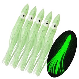 Fishing Octopus Squid Skirt Lures 20PCS Luminous Plastic Baits Glow Soft Fishing Bait Trolling Soft Lures 9.5cm/16cm
