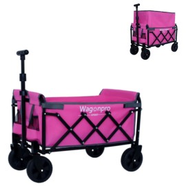 Unbranded Expandable Dual-Layer Utility Wagon Grocery Cart for Camping, Shopping Pink