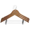 Sunbeam Wood Hanger With Metal Clips, Oak (Pack of 3)