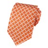 Elfeves Men Orange Check White Fine Striped Tie Regular Narrow