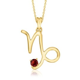 18kt Yellow Gold Over Sterling Silver Gemstone Zodiac Sign Pendant Necklaces