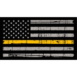 Stealthy American Flag Vinyl Decal Stickers | Black Ops Decals | USA Flags Toolbox Outdoor Helmet Old Glory (Thin Gold Line, 11" x 6.1")