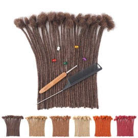 4# Dark Brown Loc Extensions Human Hair Dreads Extensions for Men Women Dreadlock Extensions Real Human Hair Locs Extensions Full Handmade Permanent Locs Hair Extensions (0.6cm 4# 8 Inch 30 Strands)