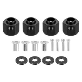 MECCANIXITY Aluminum Wheel Hex Hub 10mm Hex Extended Spacers Drive Adapter for RC Crawler Car Replacement, Black