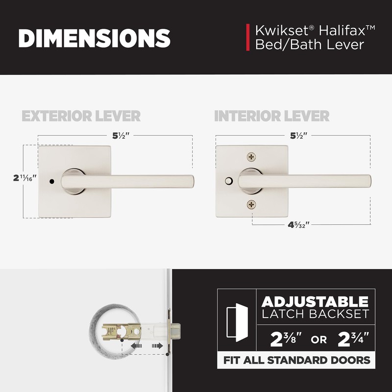Kwikset Halifax Interior Privacy Door Handle with Lock, Door Lever