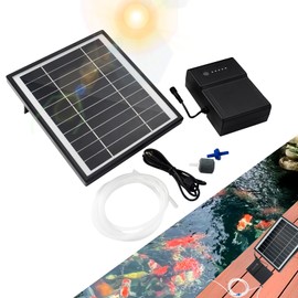 QCBF 5W solar aerator for pond, 3 operating modes, large capacity battery included, 2 bubble stones, solar air pump for fish pond hydroponics