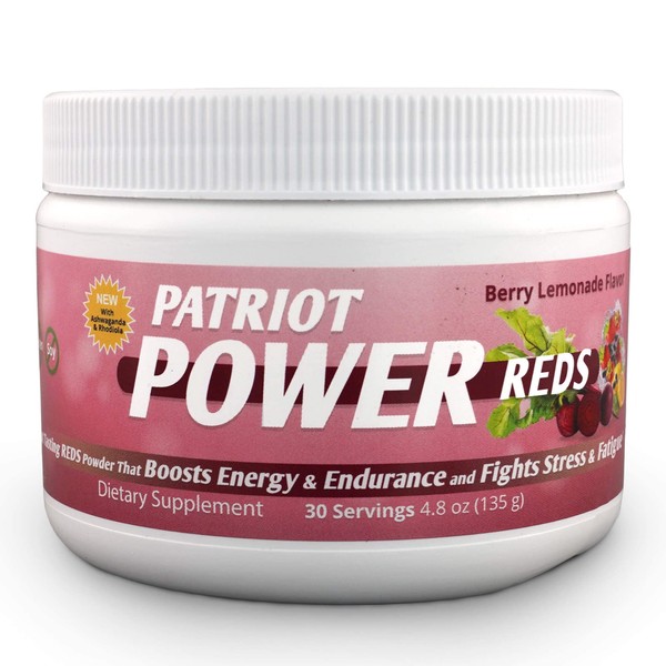 Patriot Power Reds, Energizing Antioxidant Probiotics Powder, Super Reds Drink Powder, Great for Shakes Or Simply Add Water, Over 50 Superfoods, Boosts Energy & Reduces Stress – 30 Servings