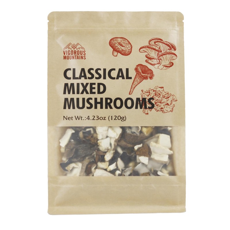 VIGOROUS MOUNTAINS Dried Mixed Mushrooms Blend Including Porcini Shiitake Oyster
