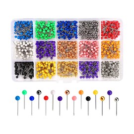 JIHUOO 900 Pcs 15 Colors Map Push Pins Round Head Thumb Tacks Plastic Colored Thumb Tacks Bulletin Board Pushpins Cork Board Push Tacks Wall Hanging Thumbtacks Decorative Stick Pins for Home School